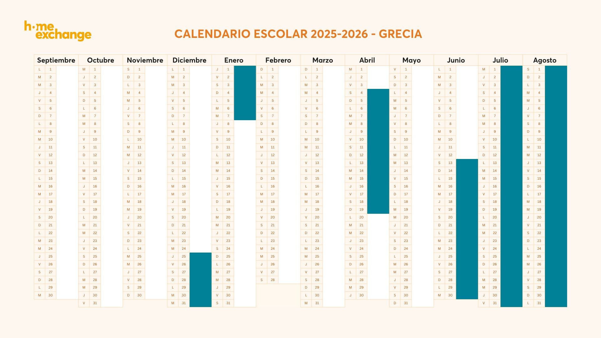 Calendario escolar en Grecia 2025-2026